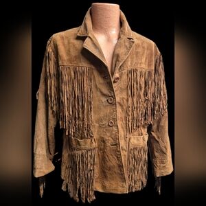 Women's Suede Fringe Jacket - Brown